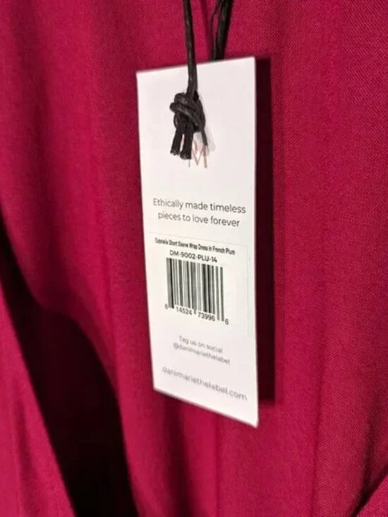 NWT Dani Marie Gabrielle Short Sleeve Wrap Dress in French Plum, size 14 - Picture 6 of 6